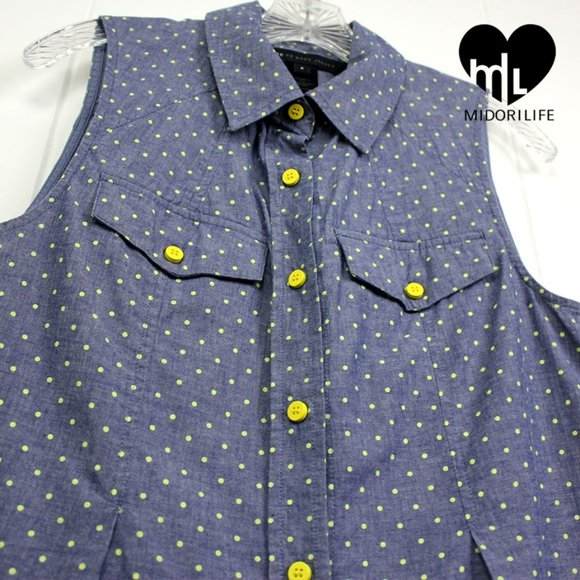 MARC BY MARC JACOBS Dotty Chambray Sleeveless Button Down - Picture 4 of 8